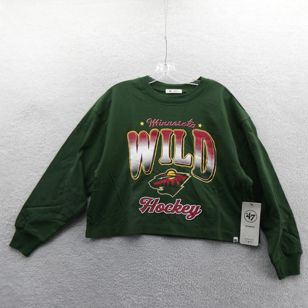 '47 Shirt Women Small Minnesota Wild Hockey Green Long Sleeve Cropped Cotton
